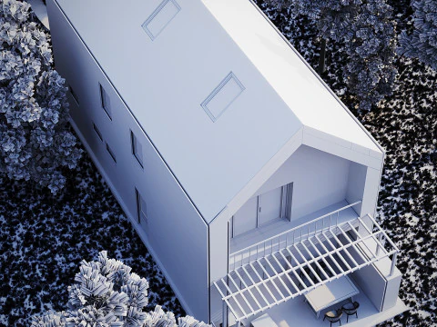 Barn House Scene 3D Model