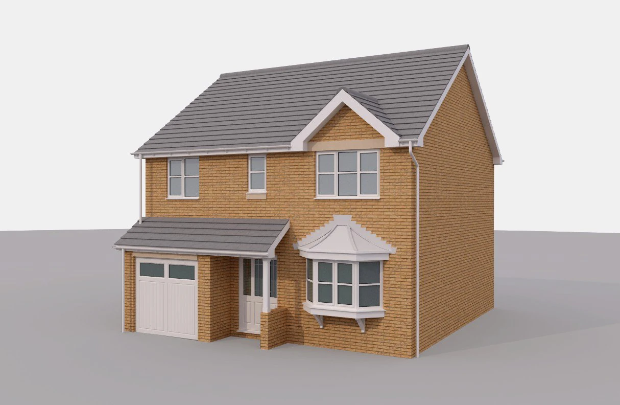 2 story brick house 3D Model .c4d .max .obj .3ds .fbx .stl .blend