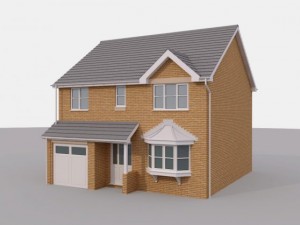 2 story brick house 3D Model
