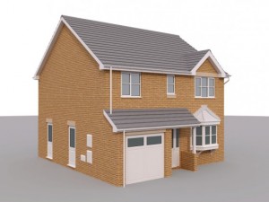 2 story brick house 3D Model