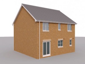 2 story brick house 3D Model