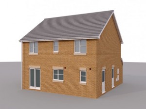 2 story brick house 3D Model
