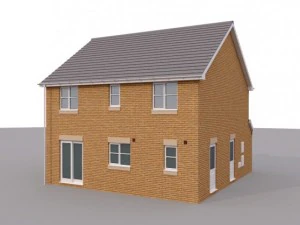 2 story brick house 3D Model