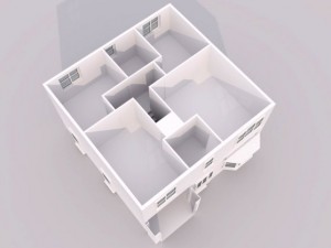 2 story brick house 3D Model