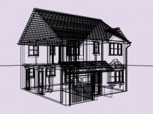 2 story brick house 3D Model