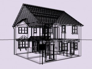 2 story brick house 3D Model