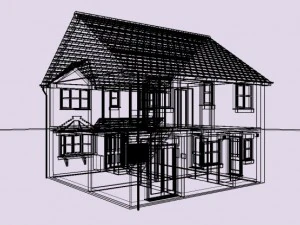 2 story brick house 3D Model
