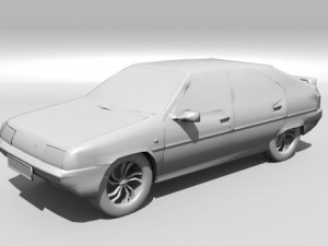 citroen bx with engine and interior 3D Модель