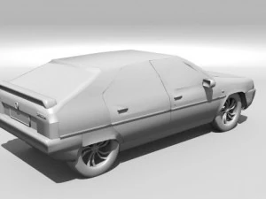 citroen bx with engine and interior 3D Model