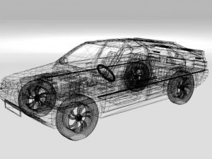 citroen bx with engine and interior 3D Model