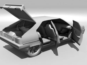 citroen bx with engine and interior 3D Model