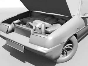 citroen bx with engine and interior 3D Model