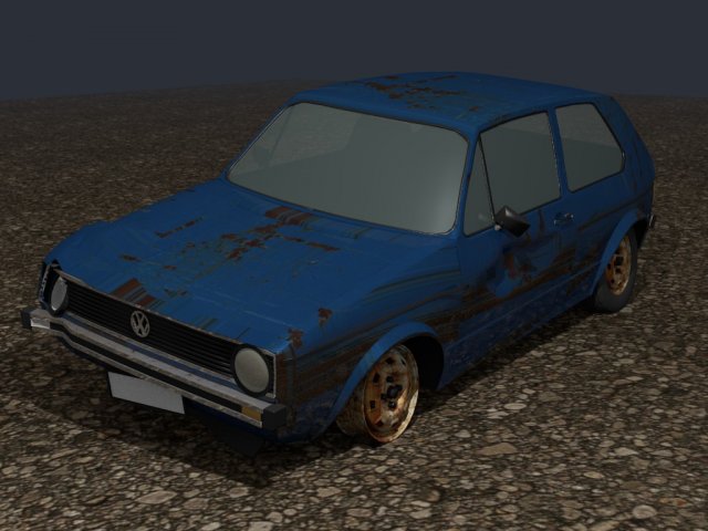 abandoned car bump mapped 3D Model .c4d .max .obj .3ds .fbx .stl .blend 