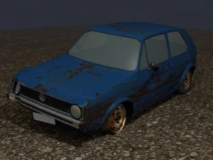 colis&atilde;o de carro abandonado mapeada Modelo 3D