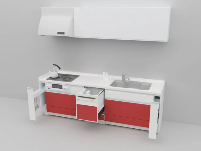 system kitchen01 3D Model .c4d .max .obj .3ds .fbx .stl .blend 