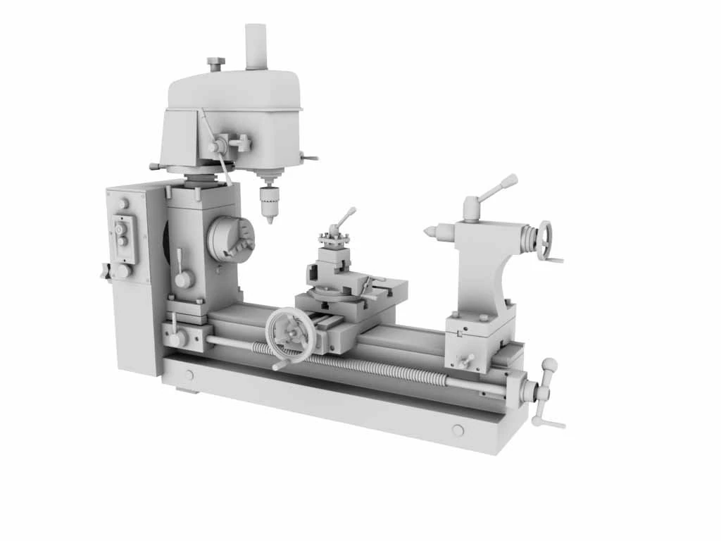 lathe machine m1018 3D Model .c4d .max .obj .3ds .fbx .stl .blend 