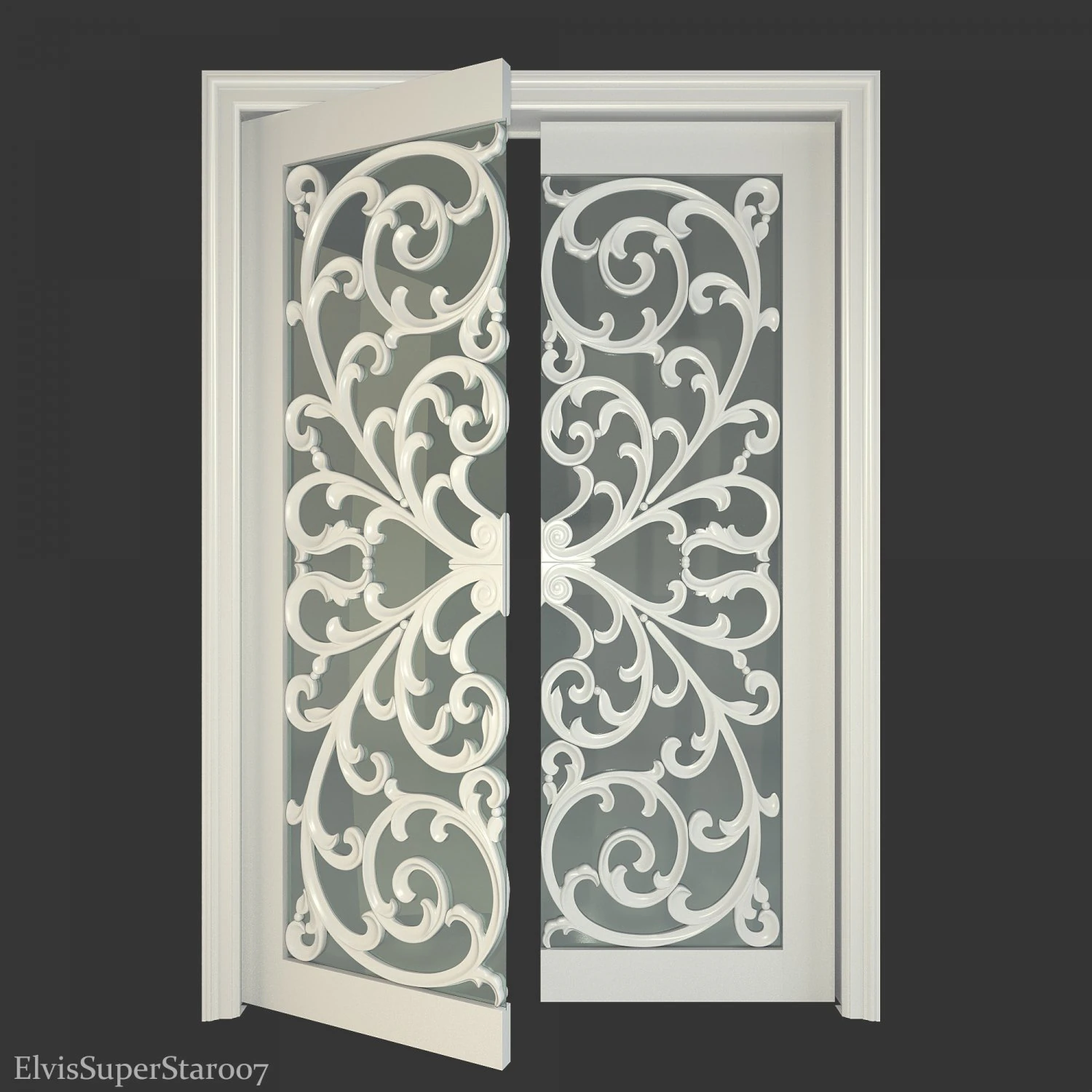 stained glass door 3D Model .c4d .max .obj .3ds .fbx .stl .blend 