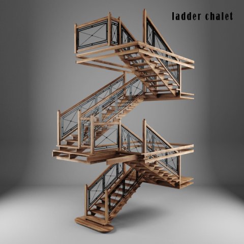 ladder chalet 3D Model .c4d .max .obj .3ds .fbx .stl .blend 