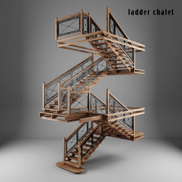 ladder chalet 3D Model .c4d .max .obj .3ds .fbx .stl .blend 