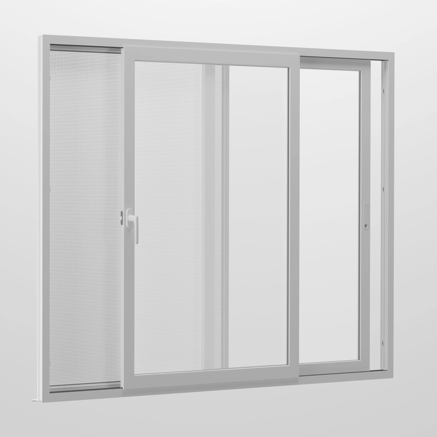 Sliding aluminum windows 3D Model .c4d .max .obj .3ds .fbx .stl .blend 