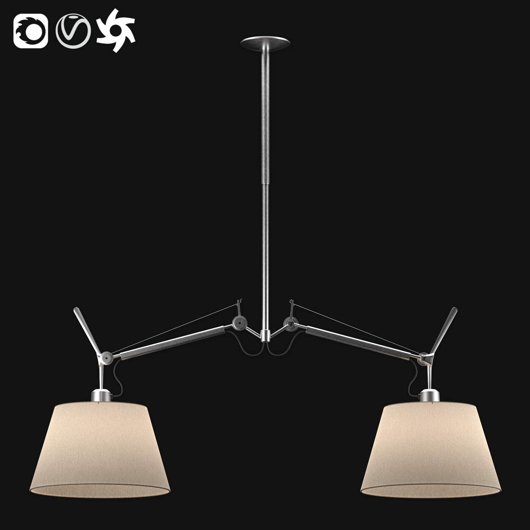 Tolomeo double shaded suspension 3D Model .c4d .max .obj .3ds .fbx .stl .blend 