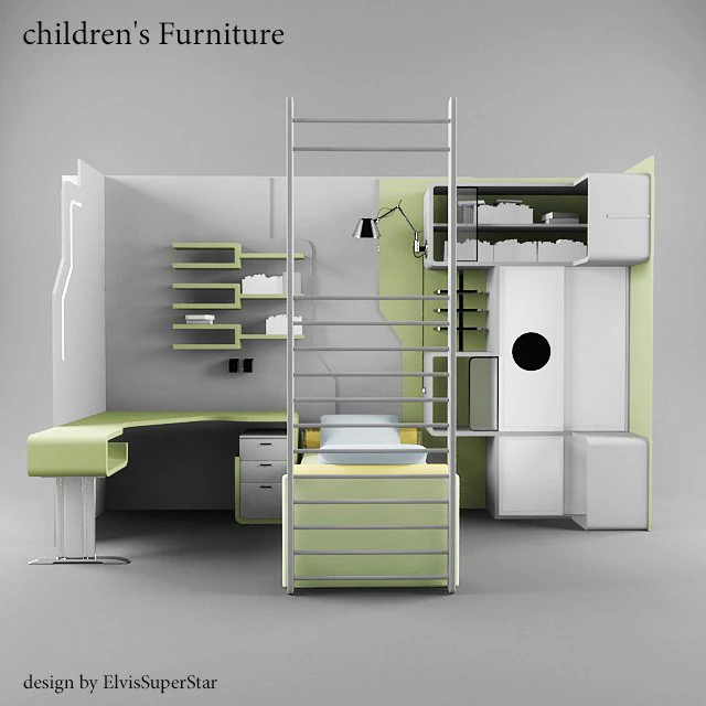 childrens furniture 3D Model .c4d .max .obj .3ds .fbx .stl .blend