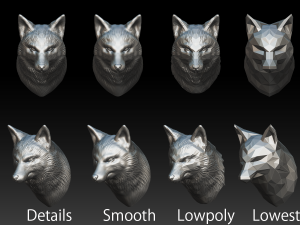 fox bust 4type 3D 프린트 모델