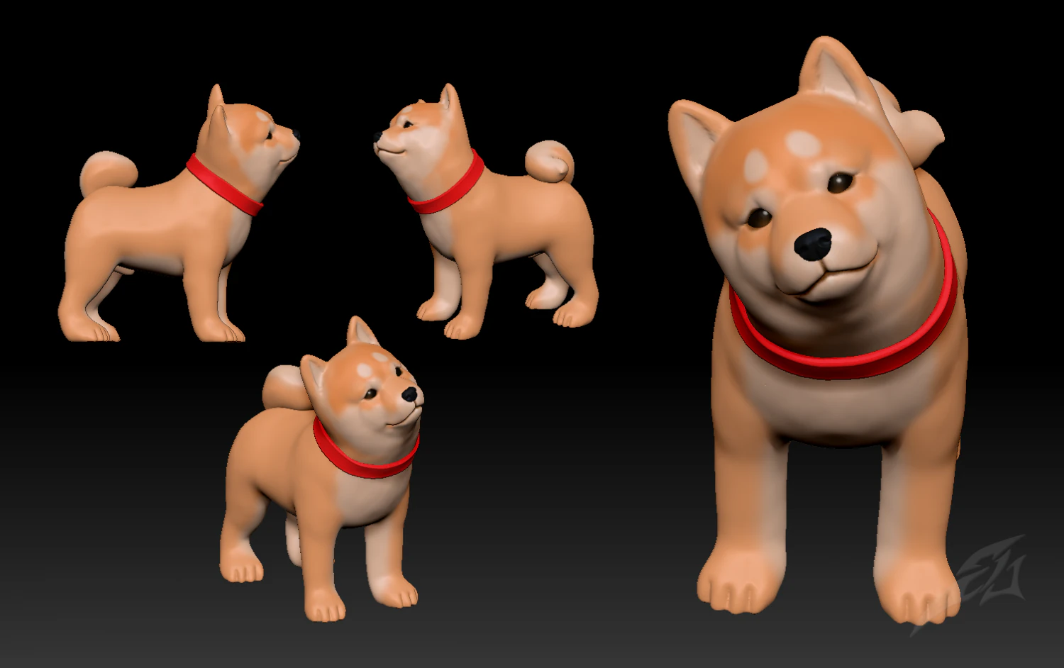 shiba dog obj stl vrml 3D Print Model .c4d .max .obj .3ds .fbx .stl .blend 