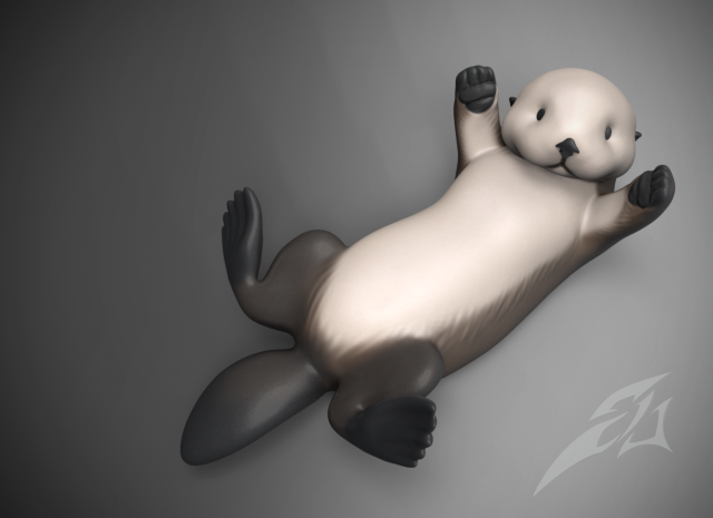 sea otter 3D 打印模型 .c4d .max .obj .3ds .fbx .stl .blend 