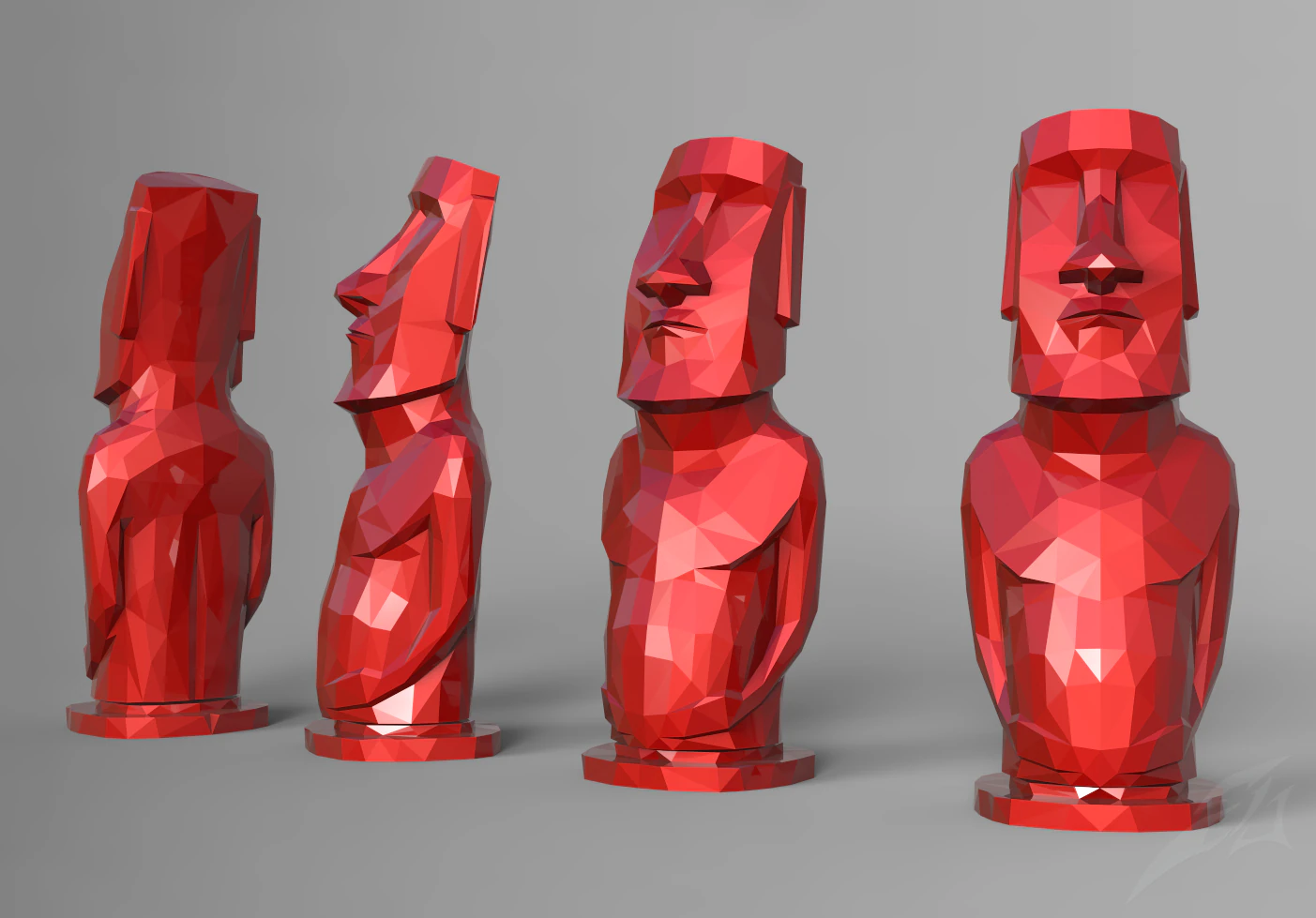 lowpoly moai statue 3D Print Model .c4d .max .obj .3ds .fbx .stl .blend 