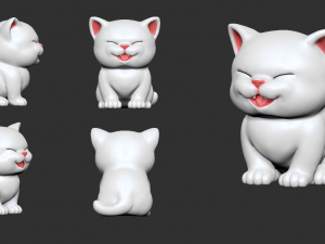 cute kitten v2 stl 3d print model 3D Baskı Modeli