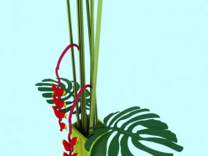 parrot flower and vase 3D Model