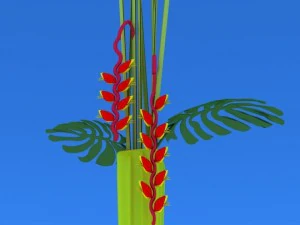 parrot flower and vase 3D Model
