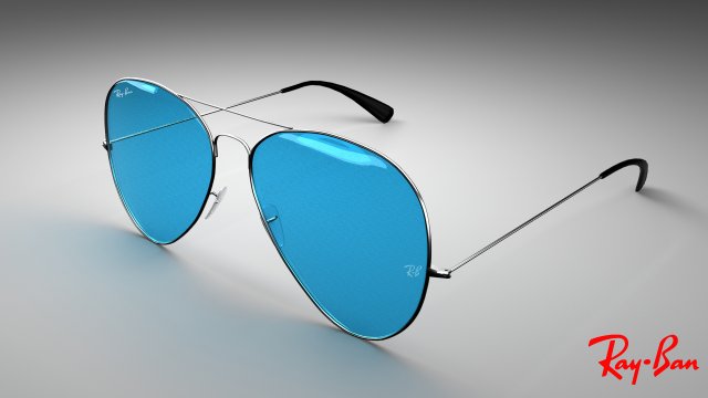 blue rey ban sunglass 3D Model .c4d .max .obj .3ds .fbx .stl .blend 
