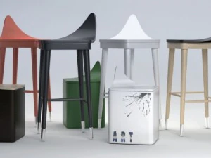 nowoczesne zaokrąglone stołki Model 3D