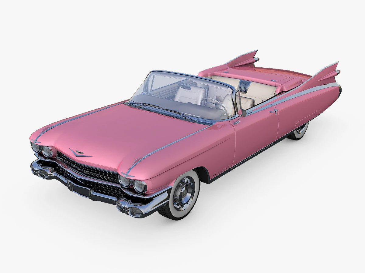 cadillac eldorado 62 series 1959 convertible pink 3D Model .c4d .max .obj .3ds .fbx .stl .blend 