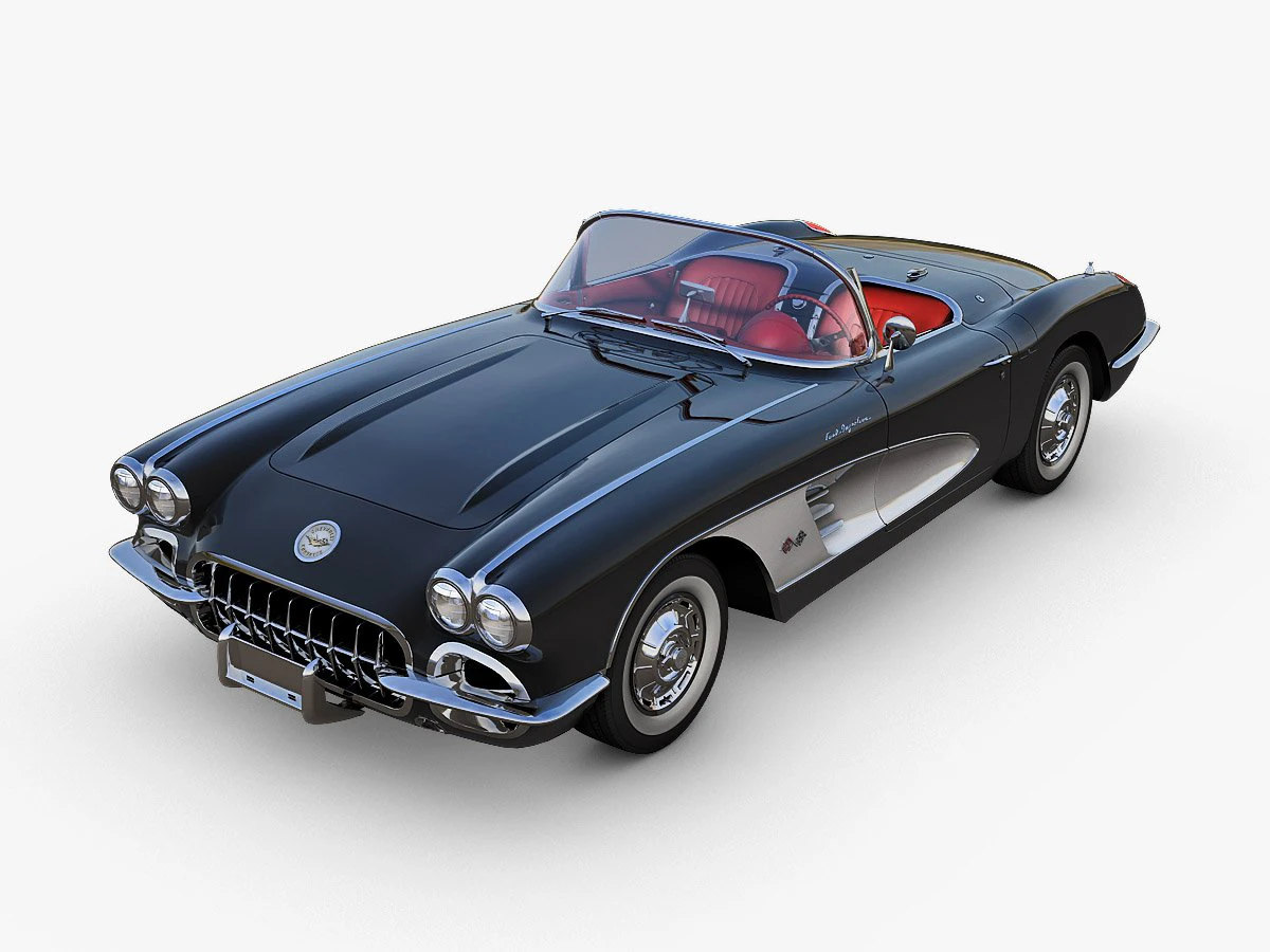 chevrolet corvette c1 black 3D Model .c4d .max .obj .3ds .fbx .stl .blend 