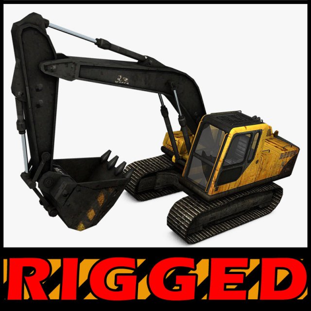 excavator rigged 3D Model .c4d .max .obj .3ds .fbx .stl .blend 