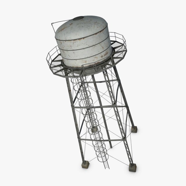 water tower 3D Model .c4d .max .obj .3ds .fbx .stl .blend 