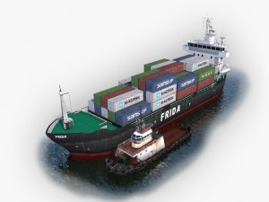 cargo ship and tugboat 3D Model