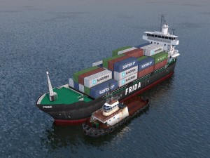 cargo ship and tugboat 3D Model