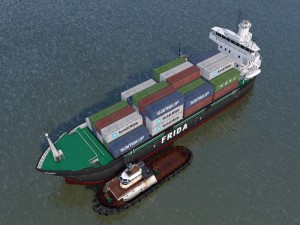 cargo ship and tugboat 3D Model