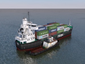 cargo ship and tugboat 3D Model
