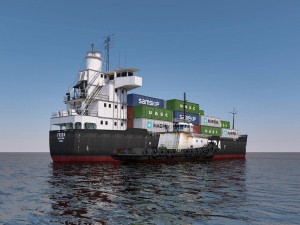cargo ship and tugboat 3D Model