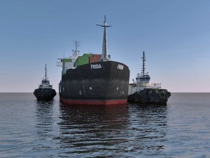 cargo ship and tugboat 3D Model