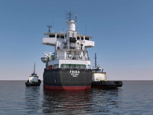 cargo ship and tugboat 3D Model
