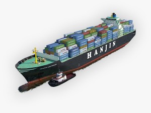 cargo ship hanjin and tugboat 3D Model