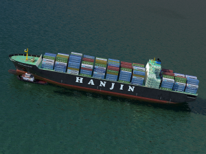 cargo ship hanjin and tugboat Model 3D