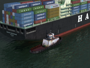 cargo ship hanjin and tugboat Model 3D