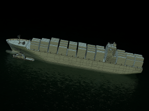 cargo ship hanjin and tugboat Model 3D
